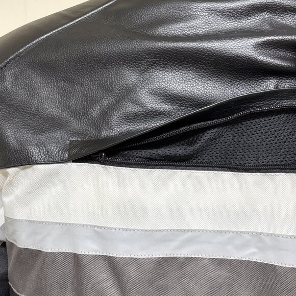 XElement Leather Motorcycle Jacket Mens L Black Reflective Waterproof Zip Liner - Picture 4 of 10